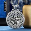 Vintage Copper Pendant Necklace With Lucky Fu Character Geometric Design Unisex Ethnic Style Chain Jewelry Men Women