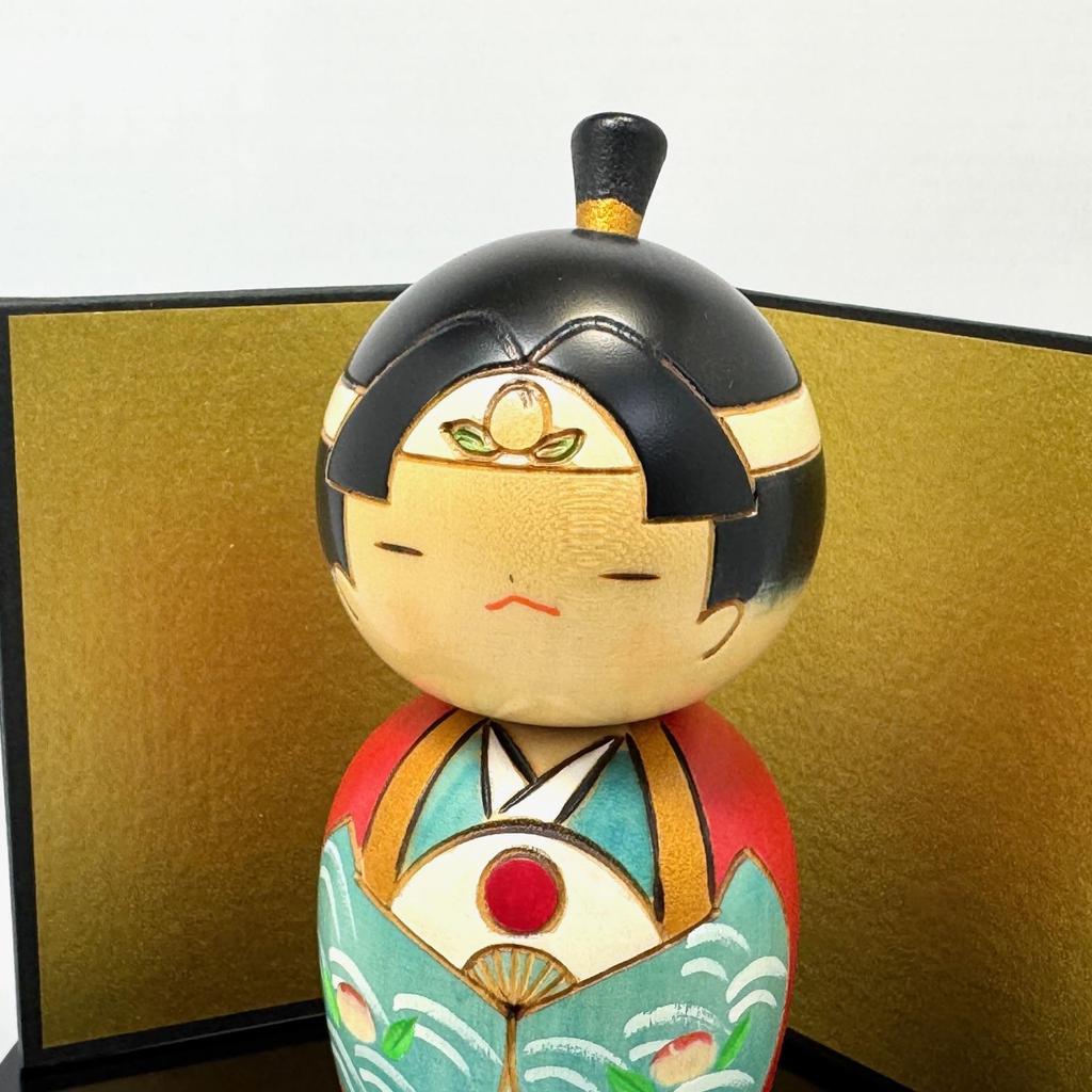 Usaburo Wooden Kokeshi Doll Momotaro 11.5cm Tall Made In Japan