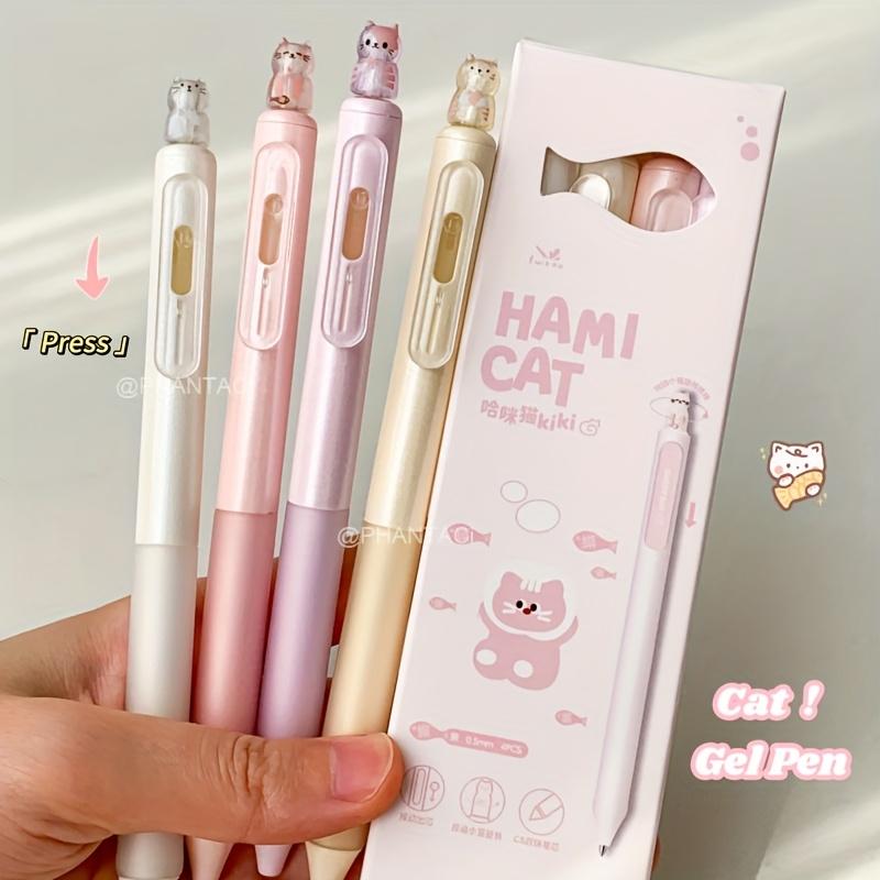 4pcs Creative Cat Style Gel Pen 0.5mm Quick Dry Writing Pen Press Pen Clip Gel Pen Office Supplies Black Gel Pen