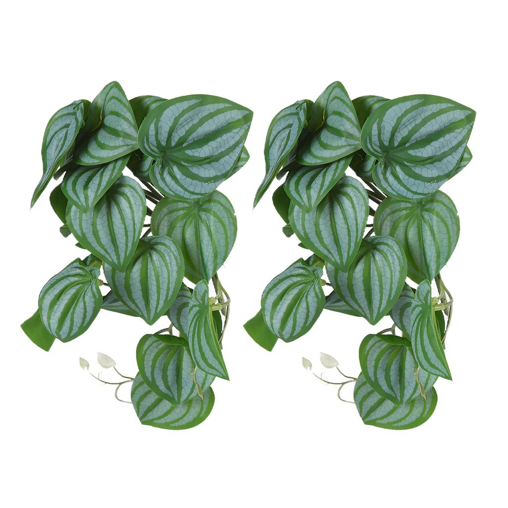 2PCS Artificial Water Plant Simulation Vine Lifelike Plastic Leaves Decoration with Suction Cup for
