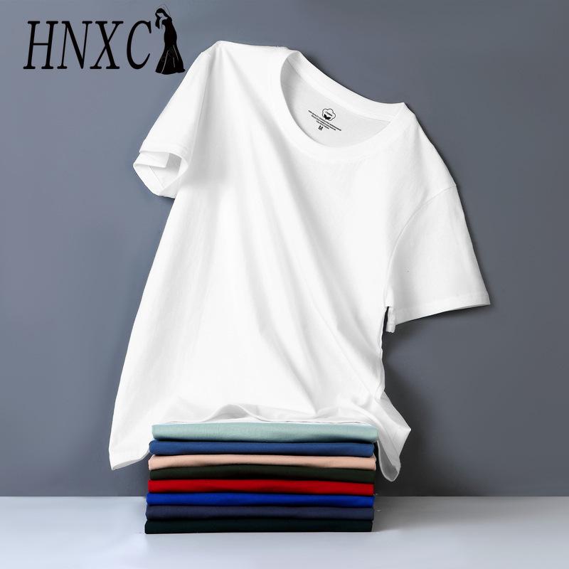 HNXC Kortermet t-skjorte i bomull for menn mote løs halvermet skjorte med trykt medfølende skjorte