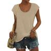 Women's Fashion Casual Slim Fit Waist Cap Sleeve Round Neck T-Shirt Top