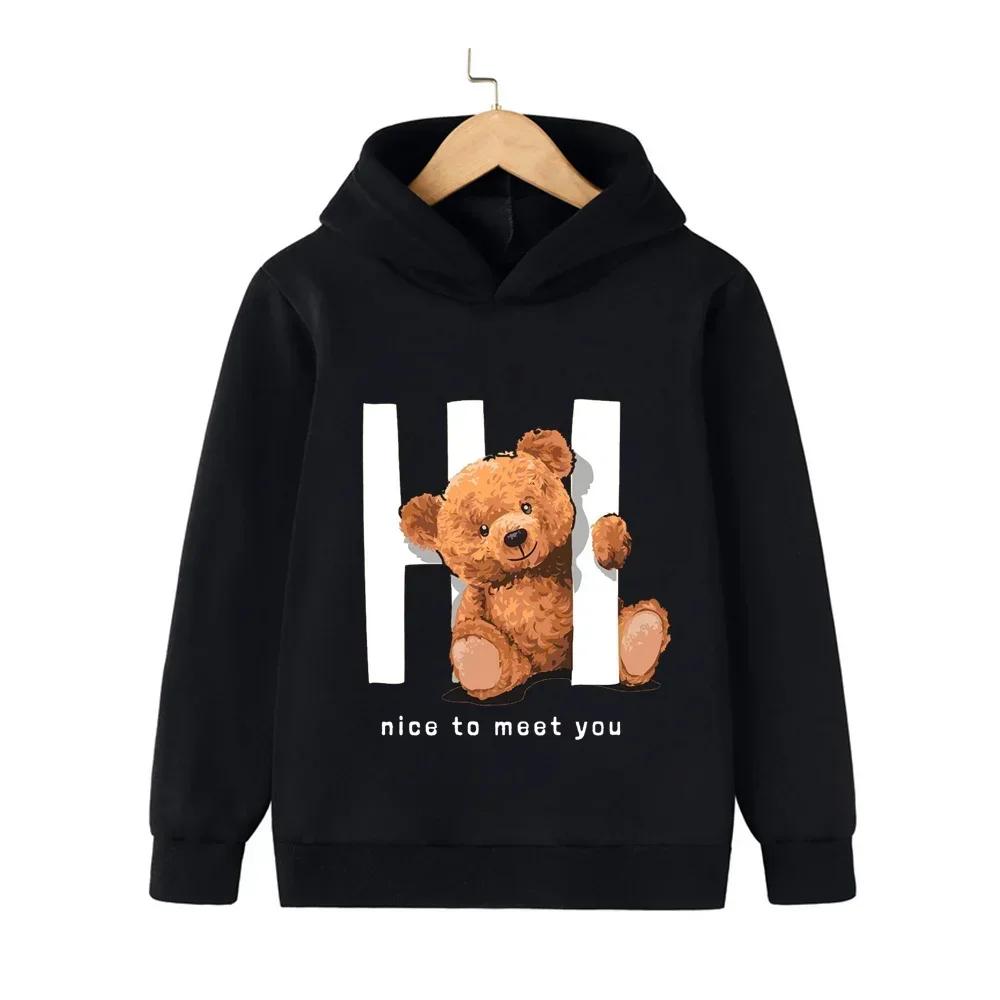 Children's Autumn/Winter Hoodie Cute Teddy Bear Print Christmas Style Casual Fashionable Sweatshirt/Pullover Top