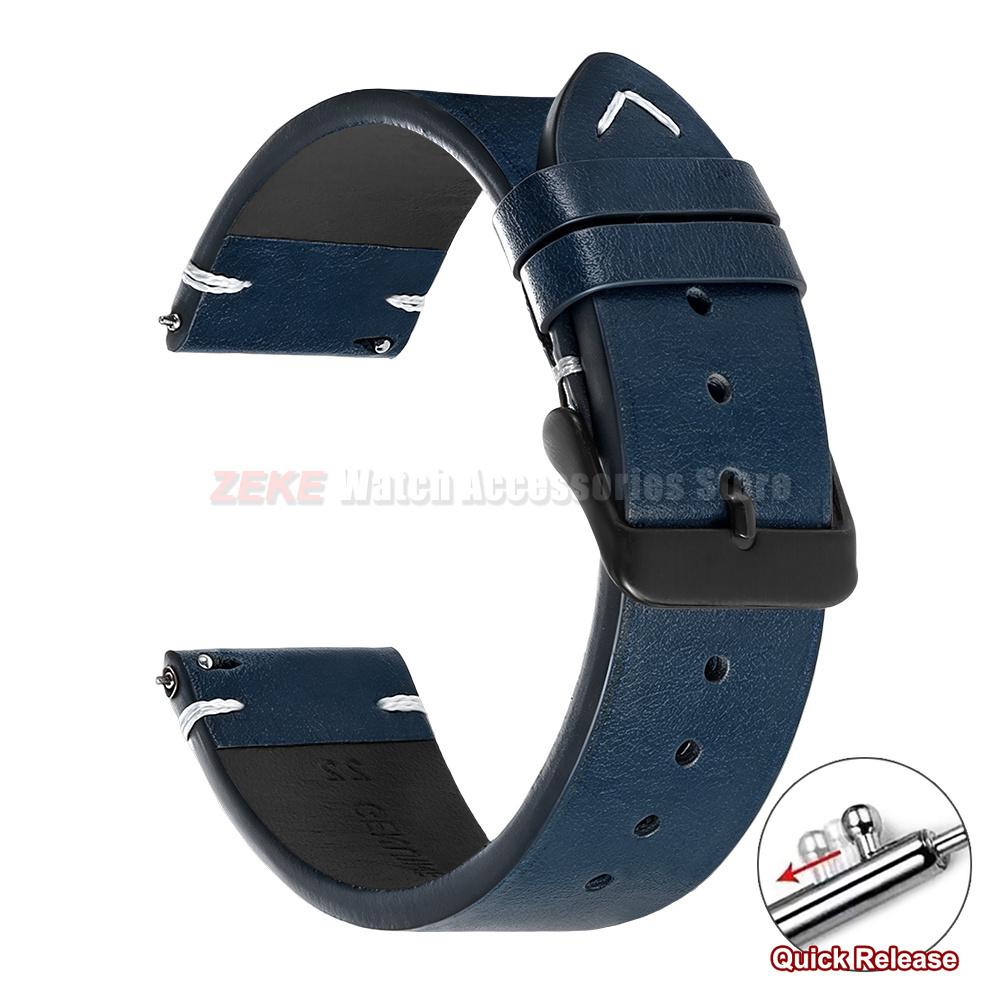 20mm 22mm for Omega Vintage Oil Wax Leather Watch Band 18mm 24mm Universal Stitching Cowhide Straps for Seiko Men Watch Bracelet