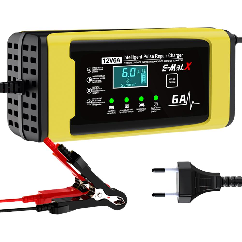 12V 6A Car Battery Charger 110-240V Power Puls Repair Charger Wet Dry Lead Acid Battery LED Display Moto Truck Battery Charger