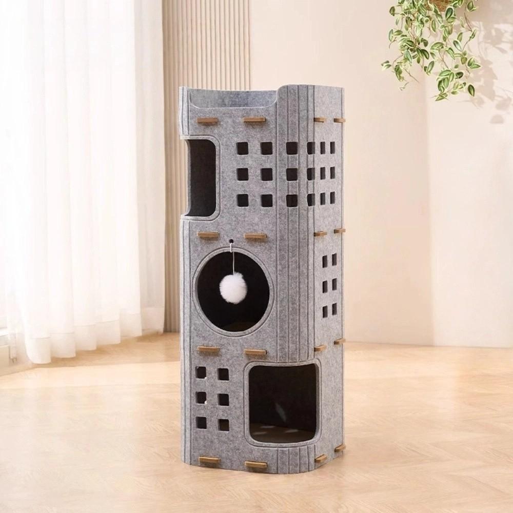 Japanese Style 2 Floors/3 Floors Cat House All-in-one Cylindrical Cat Bed Green with Holes Cat Condo Pet House