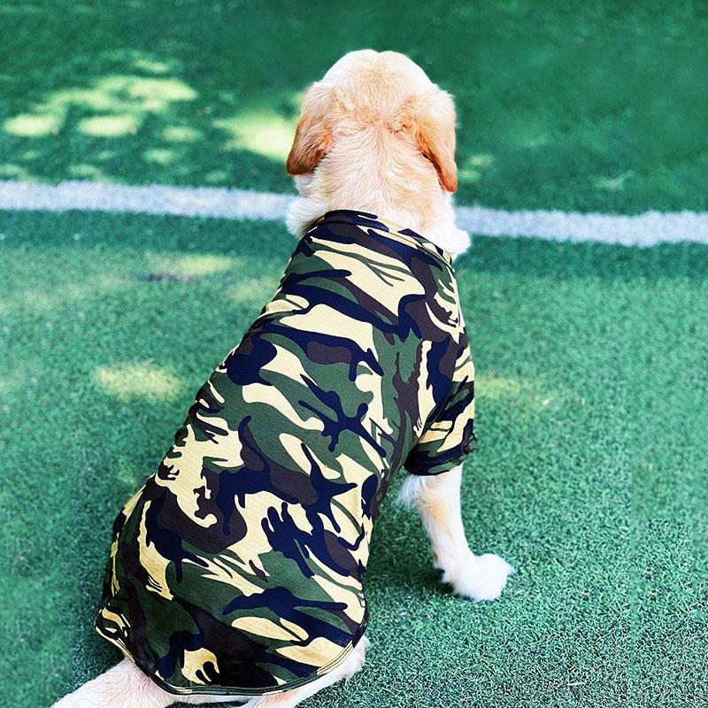 Large Dog Camouflage T-Shirt Breathable Summer Pet Clothes for Golden Retriever Labrador Thin Mesh Dog Vest Outdoor Sunproof