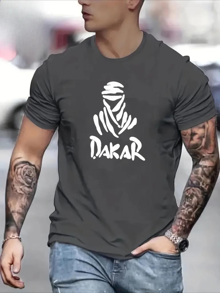 Mens Summer Pure Cotton Fashionable Casual Loose Dakar Style Printed Round Neck Short Sleeved Tshirt Top