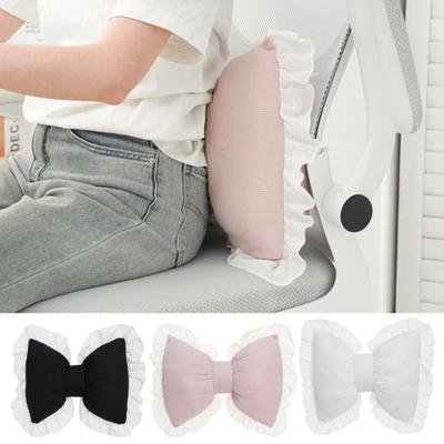 Almofada em forma de laço com babados e decoração de renda, enchimento de algodão PP fofo, para férias, adiciona elegância