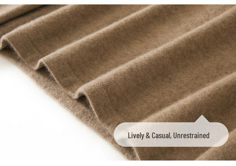 Women's Long-Sleeve Cashmere Half-Zip Polo Neck Sweater - Casual, Versatile, and Comfortable
