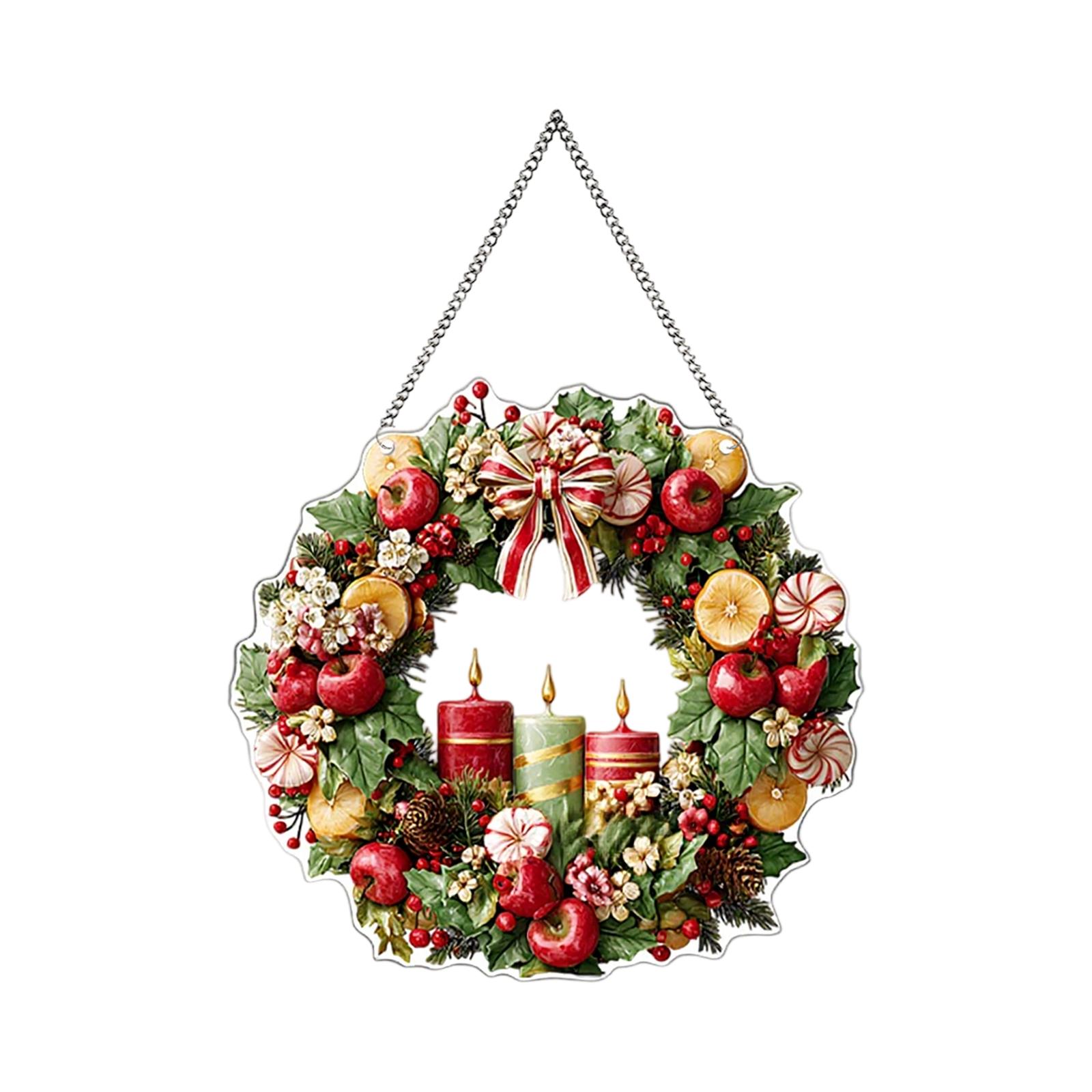 

Flower Wreath 2D Flat Acrylic Garden Door And Window Pendant, Holiday Decoration Prop One Size