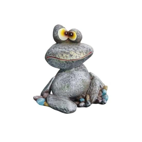 Garden Frog Statue, Cartoon Frog Figurine, Waterproof Resin Animal Sculpture for Yard Patio Lawn Decor