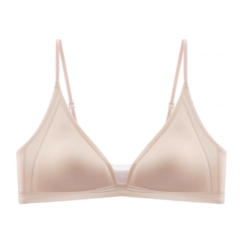 Japonský saténový bezešvý podprsenka s hlubokým výstřihem do V, tenkými ramínky a bez kostic pro ženy