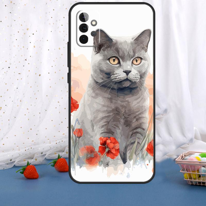 British Shorthair Cat For Samsung Galaxy A36 A26 A16 A05 A06 A54 A34 A14 A22 A32 A52 A55 A35 A15 A53 A13 A56 Case