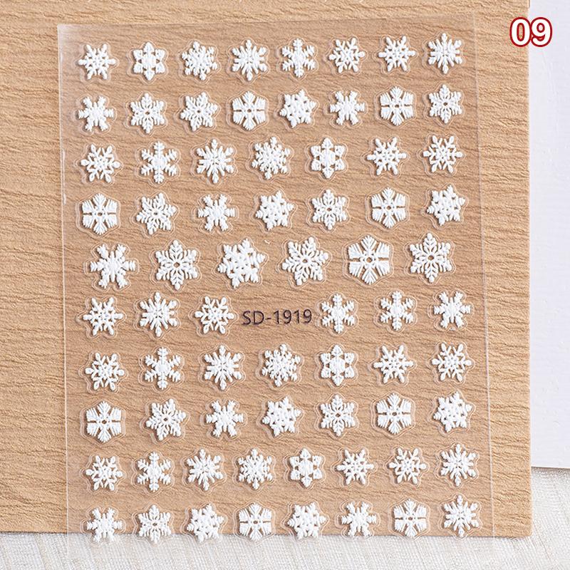 Christmas Lovely Cartoon Bowknot Santa Claus Snowman Christmas Tree Elk Snowflake Nail Art Stickers Xmas Cute Manicure Decals