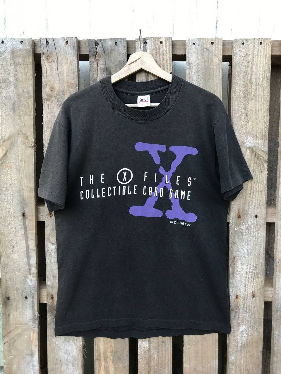 Vtg 90 The X Files Sun Faded Black Unisex Heavy Cotton Tshirt Reprint KH6715 L
