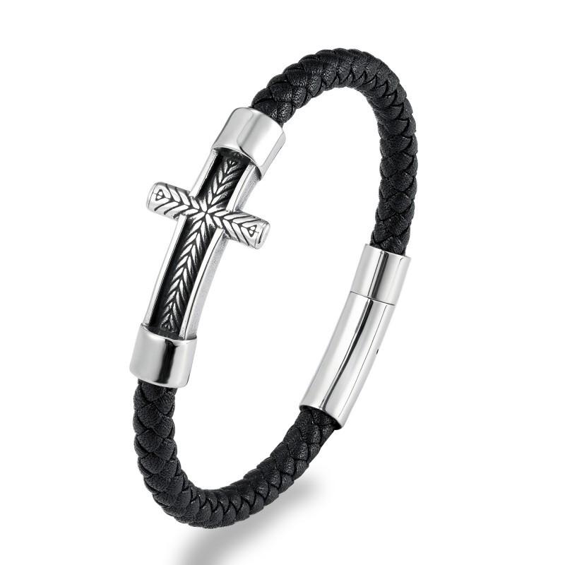

Hot Selling Men s Leather Bracelets In Europe America Personalized Creative Boat Anchors Hand Woven Rope Women s