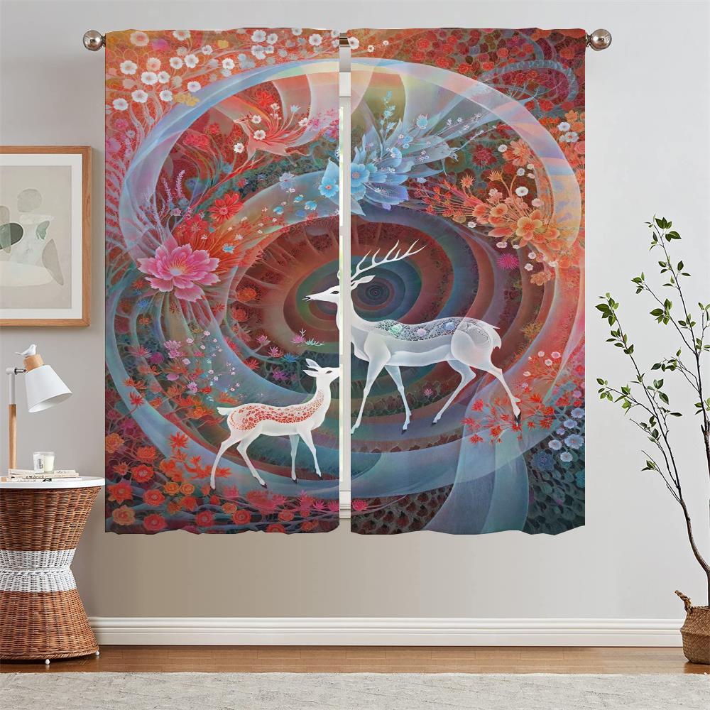 

Странное поле Девятицветные Оленьи Карнизы Спальня Блэкаут Шторы для Комнат Молодежная Комната Шторы Салон 2 Штуки Щупальца W50xH70cmx2pcs-CL