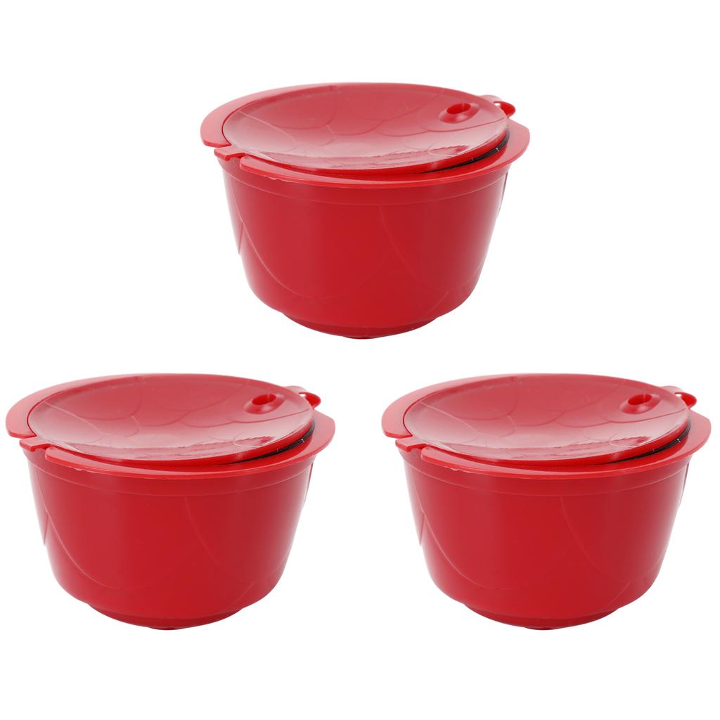 Reusable Coffee Capsule Filter Spoon Brush Kit Fit for DOLCE GUSTO Coffee Machine(Red 3 Capsules1