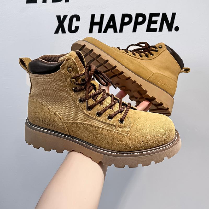 Ботинки Martin мужские бархатные осенние короткие ботинки в стиле ретро в британском — фото 5