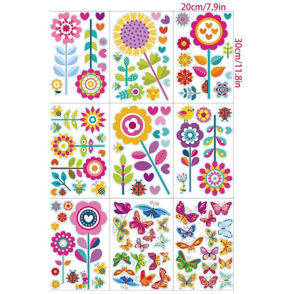 

9 Sheets Small Flower Butterfly Window Stickers Simulation Decoration Stickers Home Decoration 20x30cm