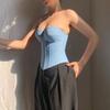 European and American summer temperament strapless waist cinching sexy lace up vest