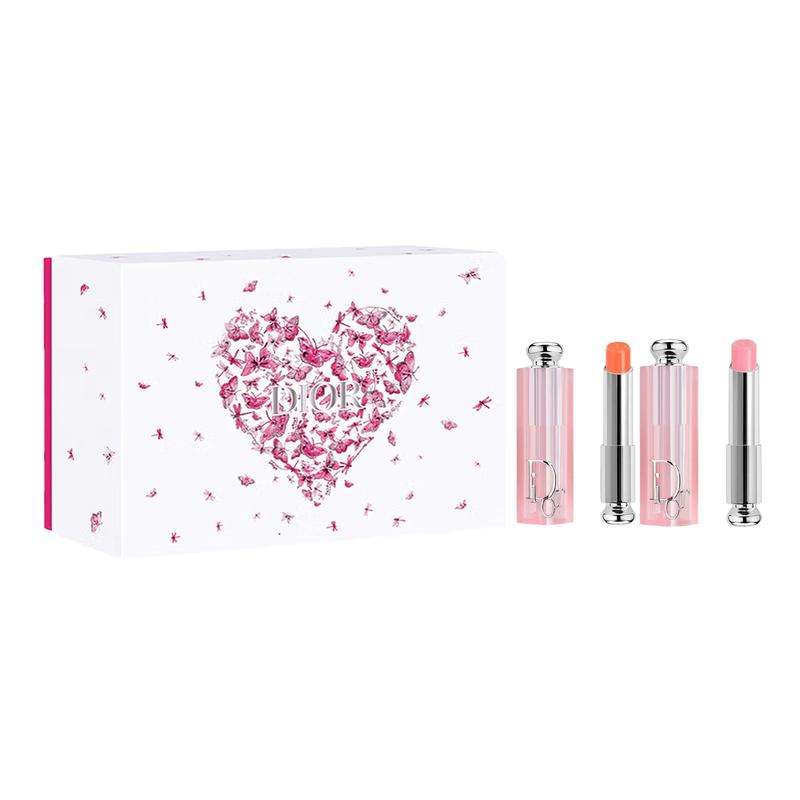

DIOR Lipstick Charming Color Changing Lip Balm, Double Pack of Lipsticks, Pink Butterfly Limited Gift Box, Watery Light, Moisturizing, Clear, красный