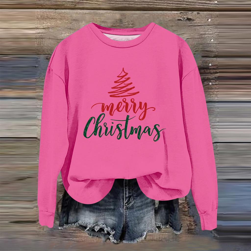 Women's Fashion Casual Long Sleeve Loose Christmas Printed Sweatshirt