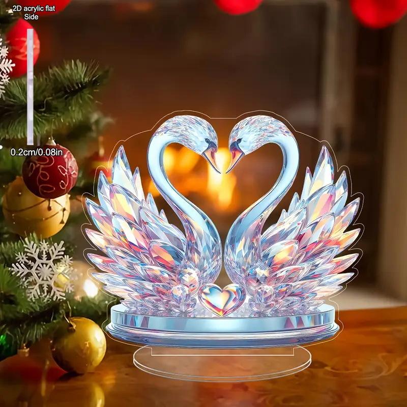 Decorazione a forma di cigno di cristallo squisito in acrilico piatto 2D, Decorazione per interni ed esterni - Non richiede batterie/elettricità, Decorazione diurna gratuita,