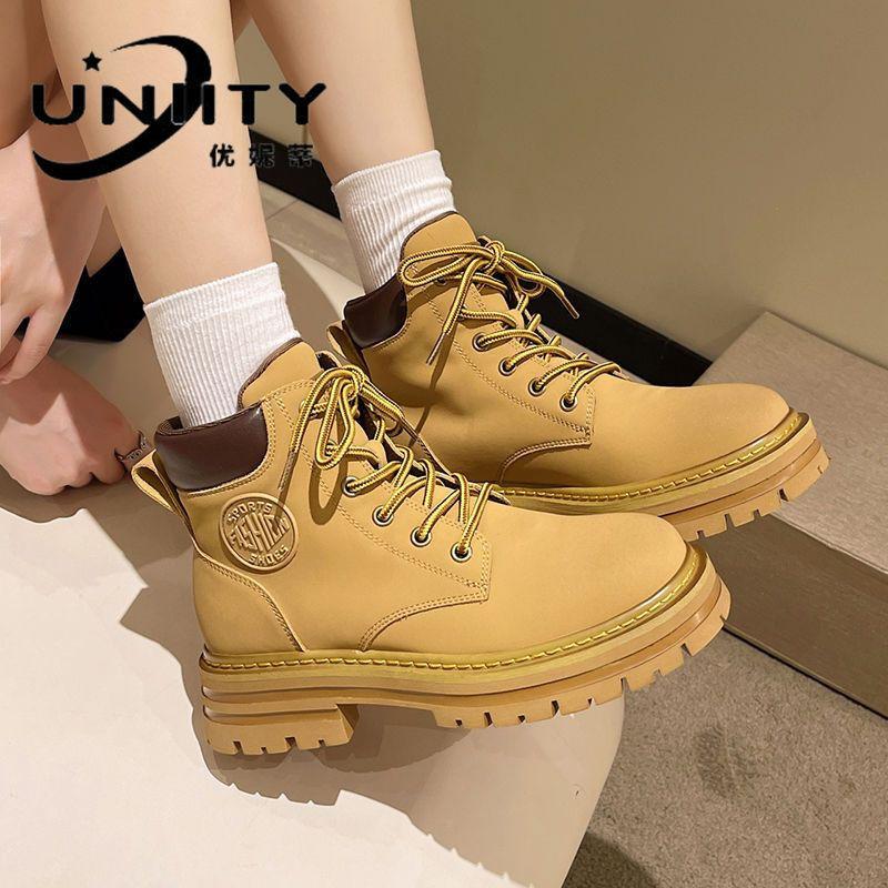 

Мартинсы с внутренней платформой, женские осенние ботинки на толстой подошве с большим носком, ботинки-локомотивы, ботинки цвета ревеня 38 жёлтый