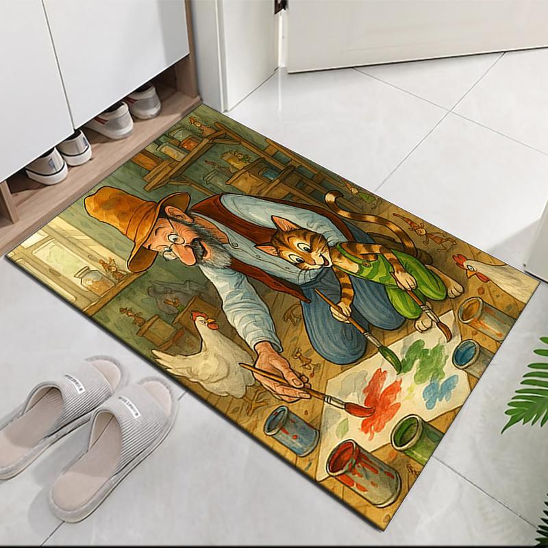 Pettson and Findus Printed Carpet, for Office Chair Living Room Bedroom Kitchen Room Decor Gifts.