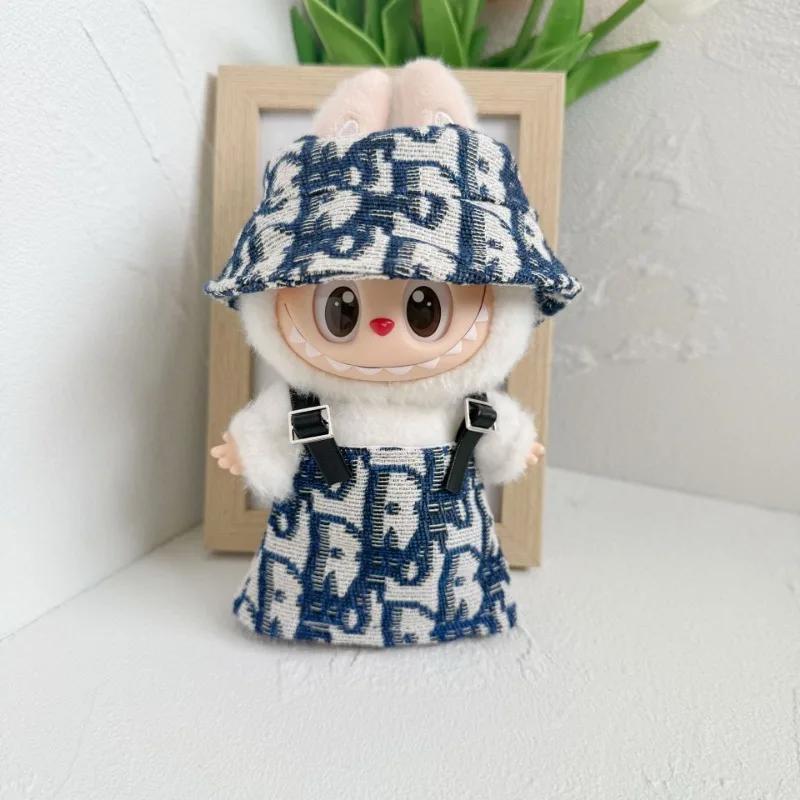17CM Doll Clothes for Labubu Cute Doll Denim Set for Labubu Dolls Accessories Dress Up Clothes for Labubu Plush Doll (NO Doll)