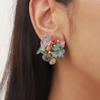 Creative Design Colorful Turquoise Clip on Earrings Non Pierced for Women Fashion Round Handmade Bohemia Party Jewelry Gift