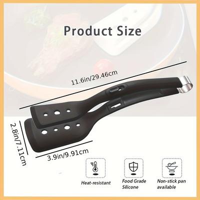Versatile 2in1 Stainless Steel Silicone Cooking Tongs Heat Resistant, Adjustable Design for BBQ, Bread, Fish, Eggs, Steak, Pancakes