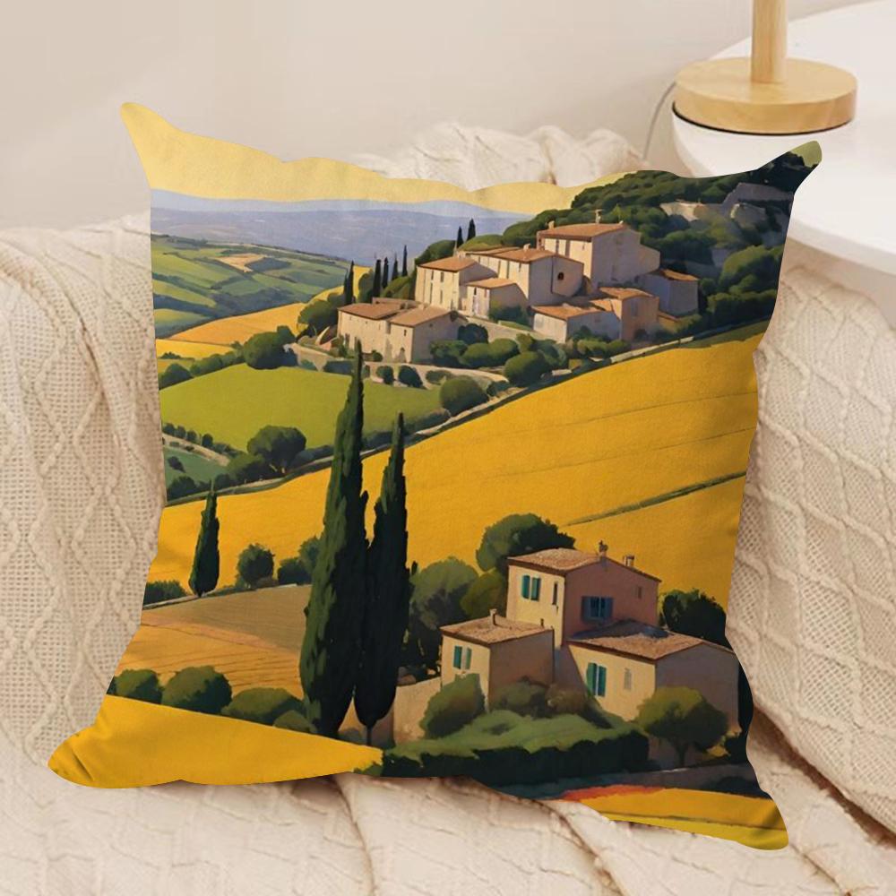 Wheat field cypress Cushion Cover Soft Plush Throw Pillow Cover  DoubleSided Printed Cushion Case  Cozy Sofa  Home Decor
