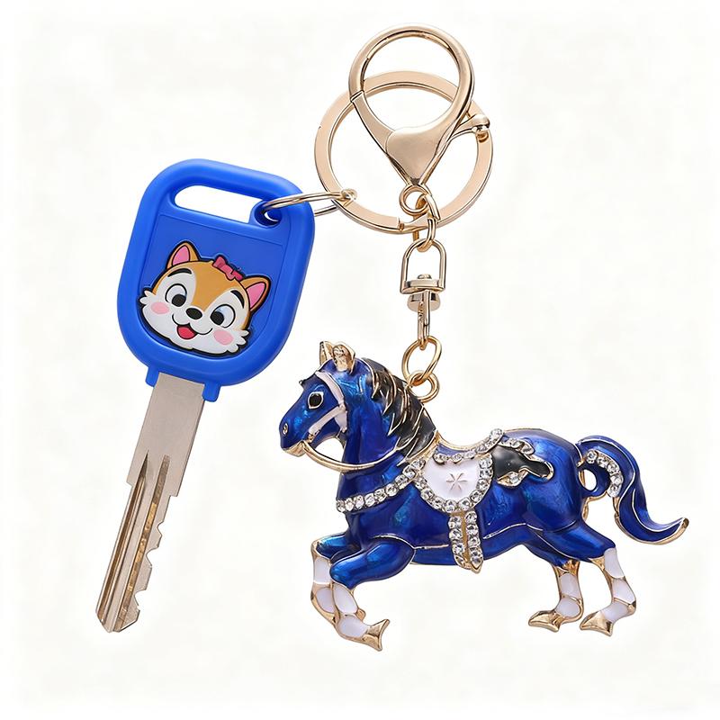 1PC Cute Souvenirs Brightly Convenient Zinc Alloy Backpacks Horse Keychain Practicality Rhinestone Gift Decorative Handbags