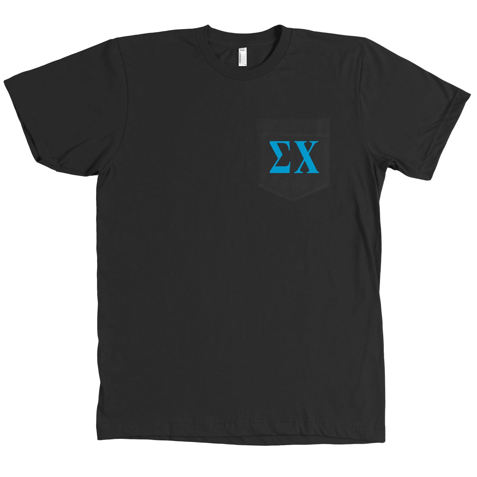 Sigma Chi Bella + Canvas POCKET Black T Shirt Fraternity Tee NEW S разноцветный