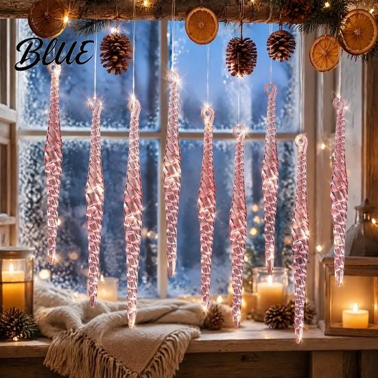 Slender Icicle Shaped Transparent Seasonal Christmas Twisted Spiral Ornaments Ornaments 12Pcs Hanging Decor Home Holiday