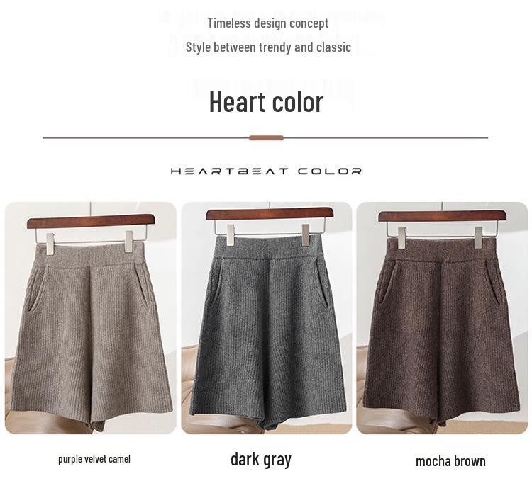 100% Vlna Šortky dámské s vysokým pasem áčkového střihu - Evropský podzimní/zimní styl