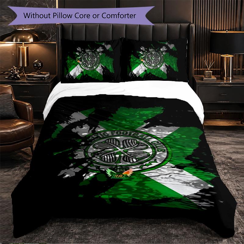 Celtic FC 3 Piece Bedding Set Soft Duvet Cover Set with Pillowcases Printed Bedroom Decor Set for Home