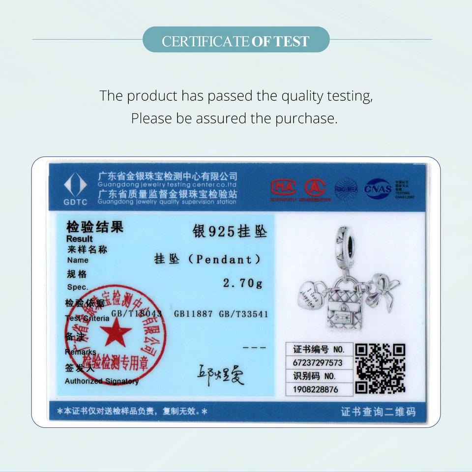 WOSTU I Love Shopping Charms din argint 925 și mărgele cu bowknot se potrivesc cu brățări originale femei, bijuterii DIY