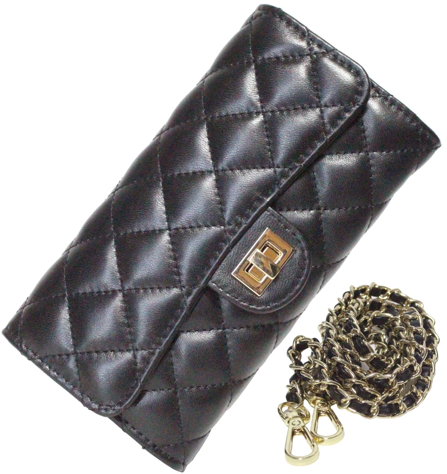 

SP Lab Маленький Чорний Шкіряний З Lamb Шкіри На Плече Довгий Справжній Ланцюжок Біфолд Золотий На Плече Кросбоді Популярний Ретро Сумка, Гаманець, Шкіра, Жіночий,