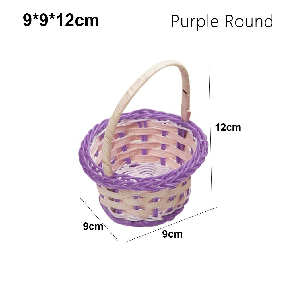 

Красиві плетені вручну кошики для зберігання, кошик-органайзер для покупок, кошик для білизни, кошик для рослин, дому, весілля Purple Round