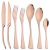 7Pcs Gold Dinnerware Set High Quality Stainless Steel Cutlery Set Knife Fork Tea Spoon Tableware Set Home Kitchen Dinner Silverware Set