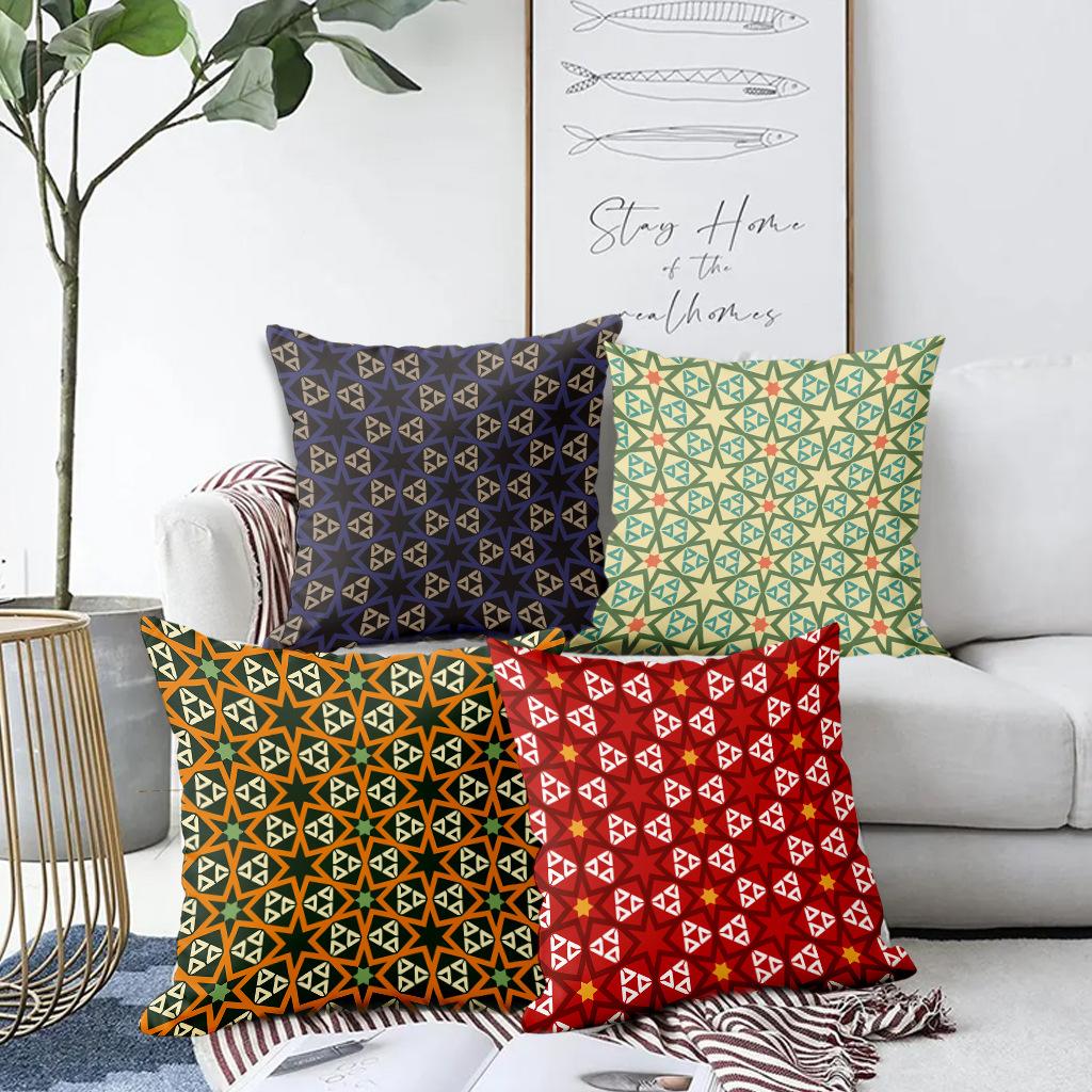 Polyester Colorful Geometric Pillow Case Combination Home Sofa Cushion Pillow Case