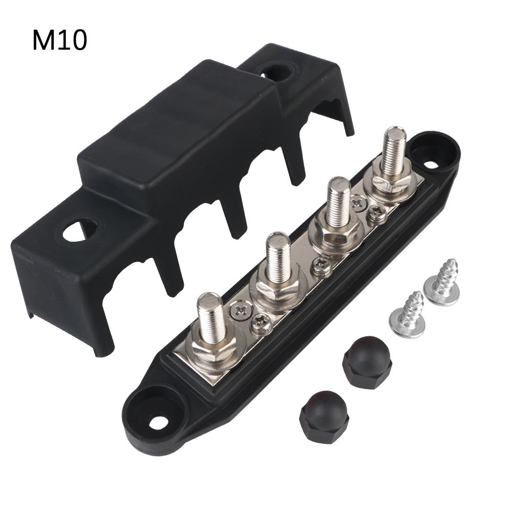 For Boat Truck RV Caravan Car Power Distribution Block 4 Ways 5/16" 3/8" Studs 48V 250A DC M8 M10 Stud Bus Bar Electro Junction