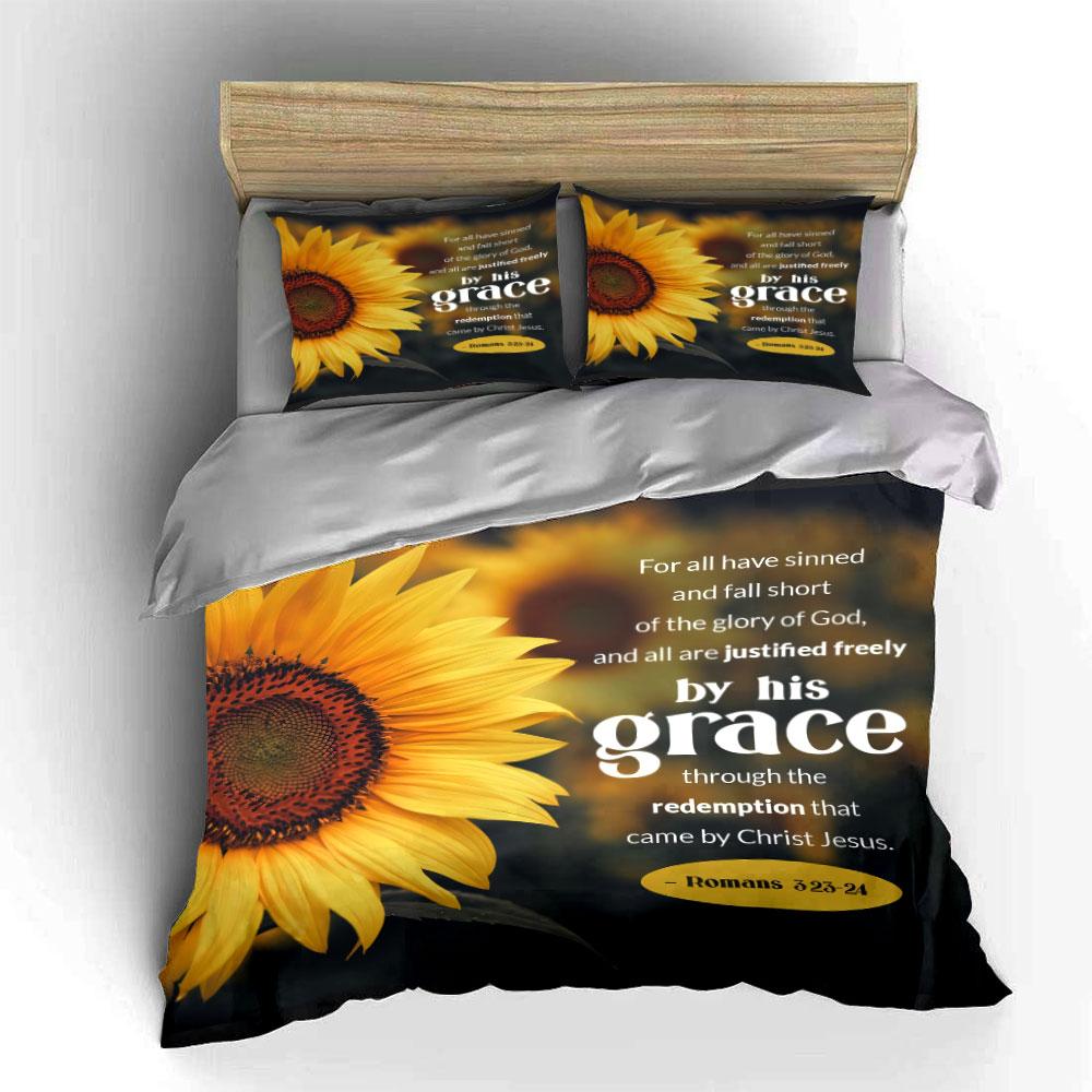 Graceful Sunflower Scripture Decor  Kid'S And Adults' Bedroom Decor, Exquisite Three-Piece Bedding Set Gift