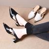 Metal Iron Head Summer Pointed Head Half Slippers Women Wear Horseshoe Middle Heel Casual Lazy One Pedal Bag Head Drag