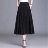 Summer Women Elastic Waist Ruffled Midi Pocket Black Skirt