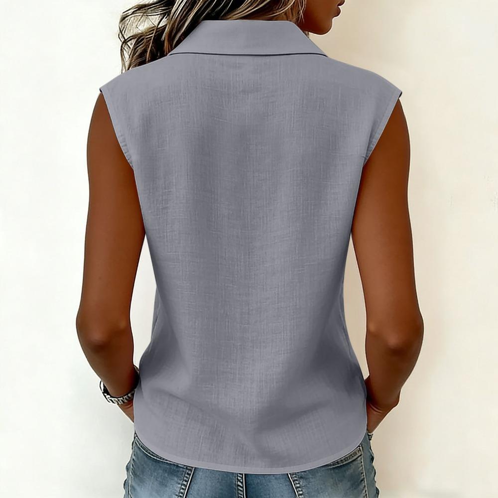 Women Elegant Commuter Sleeveless Button Cardigan Top, Fashion Blouse for Summer